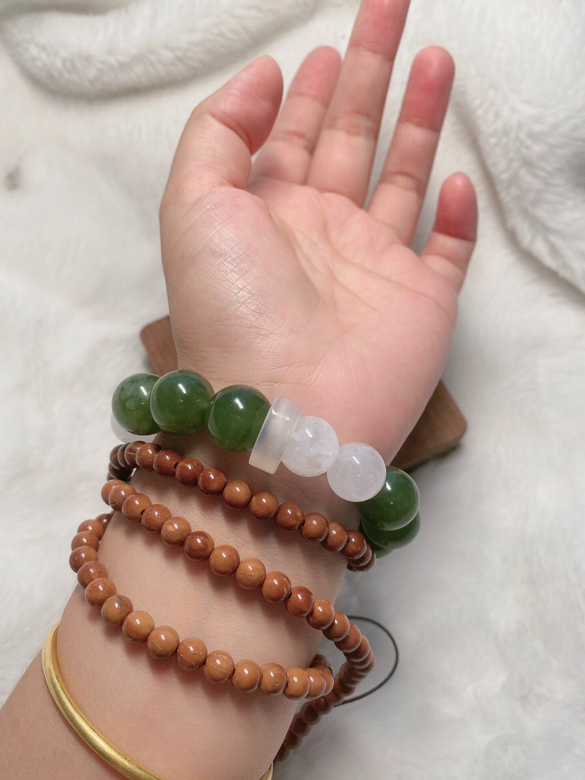 Natural Gemstone Beaded Bracelet with Xiuyan Jade