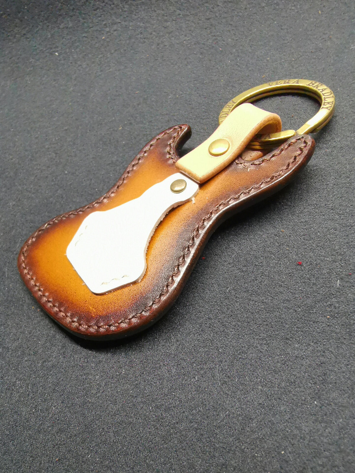 Handmade Leather Electric Guitar Keychain Bag Charm
