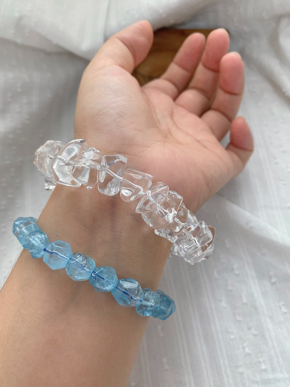 Strawberry Quartz Clear Quartz Beaded Bracelet