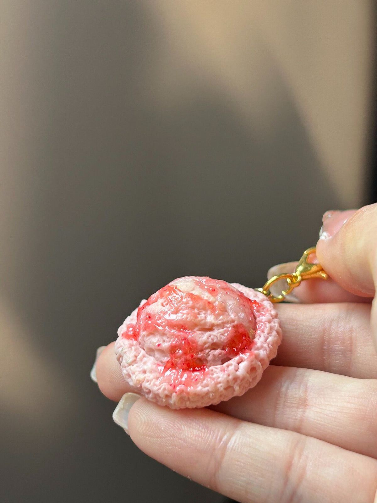 Strawberry Ice Cream Clay Charm Pendant