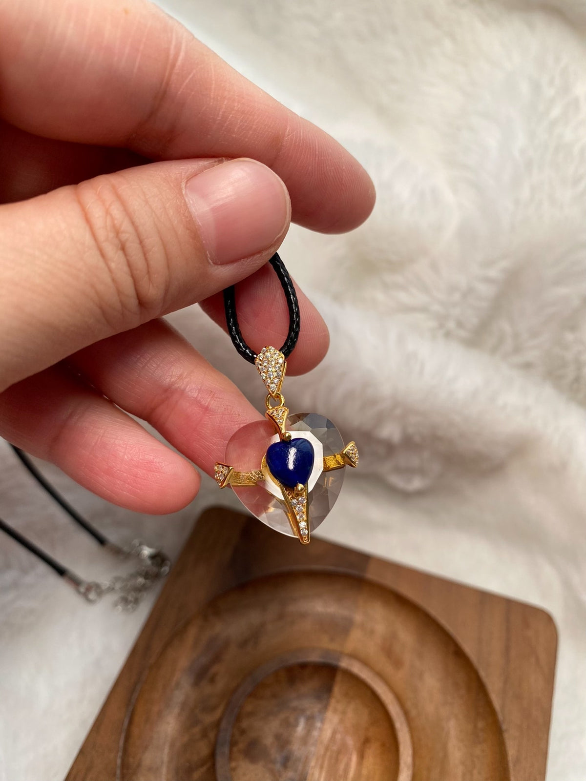S925 Silver Quartz Lapis Lazuli Pendant