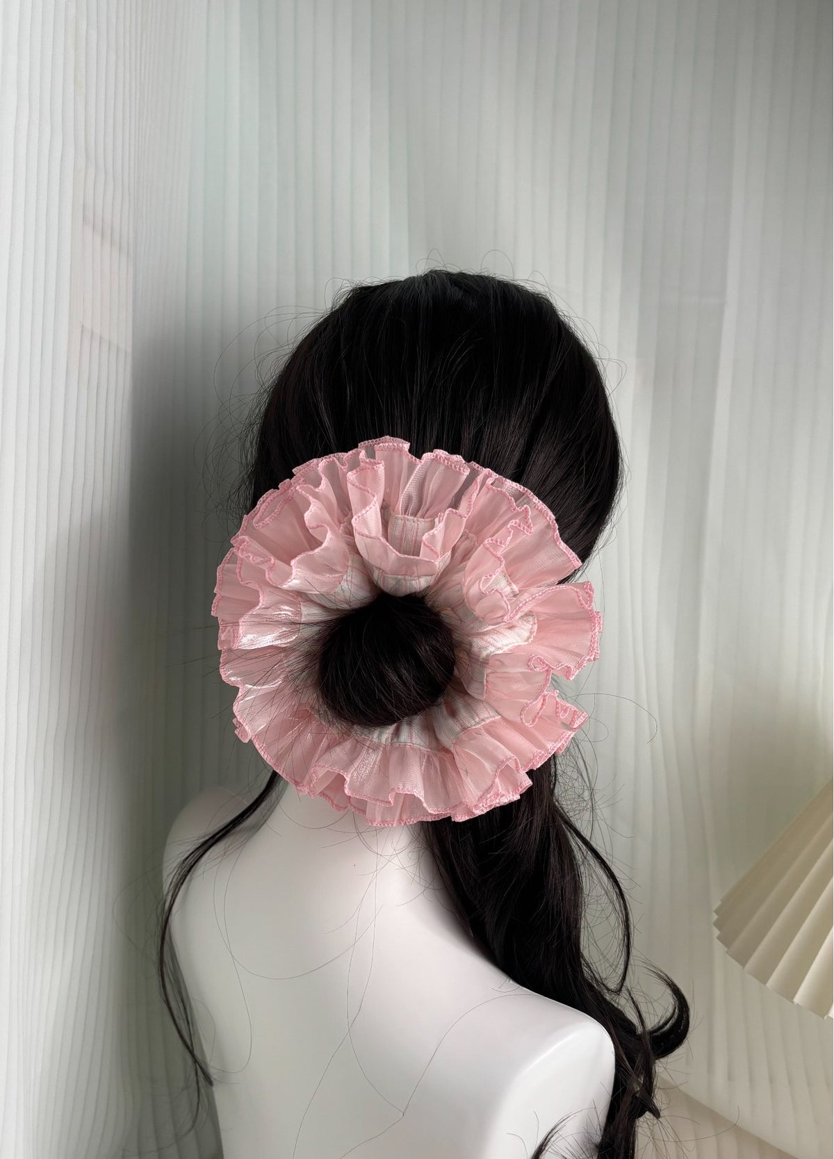 Pink Hydrangea Organza Scrunchie Hair Tie