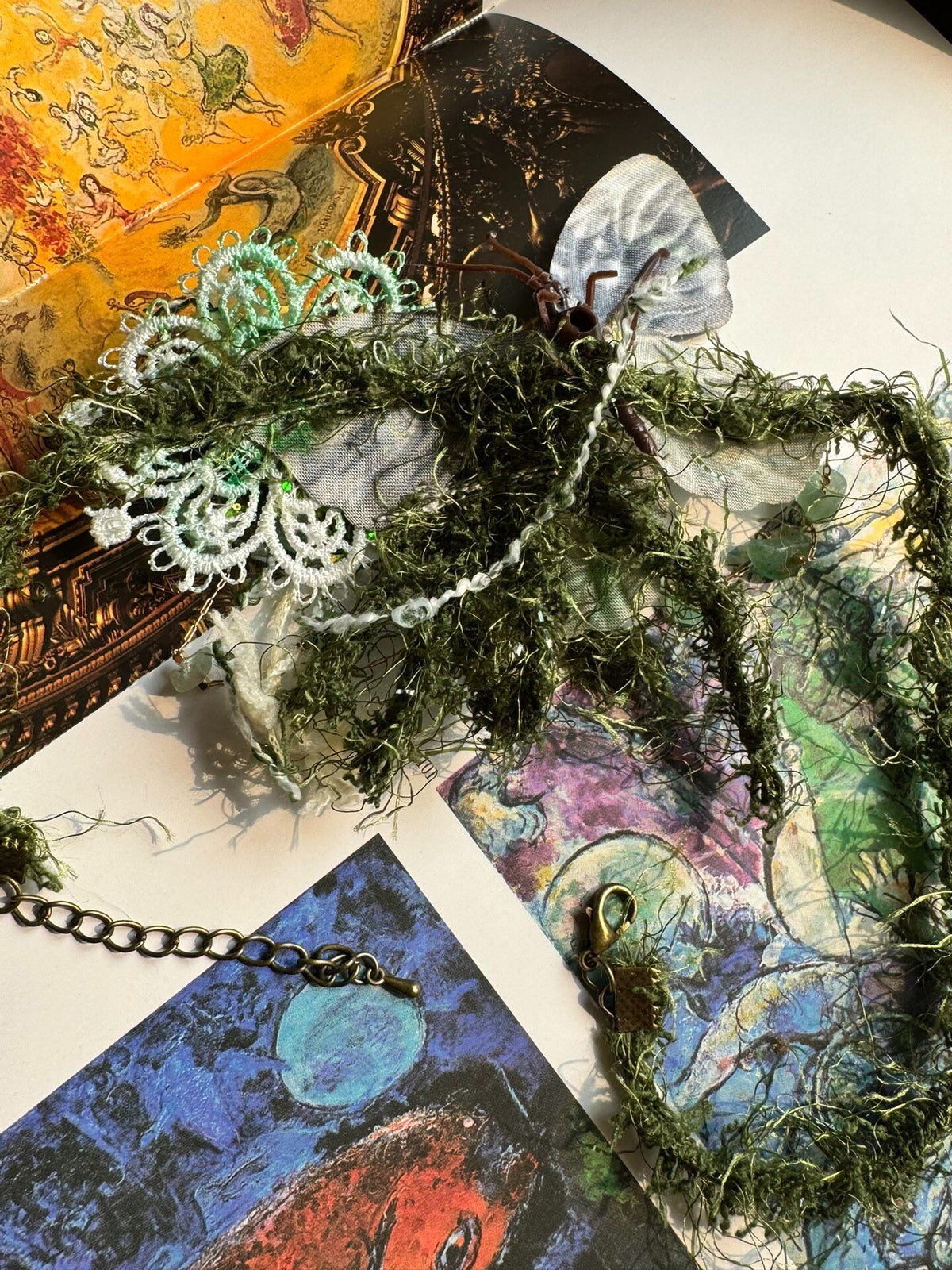 Green Butterfly Moss Choker Necklace
