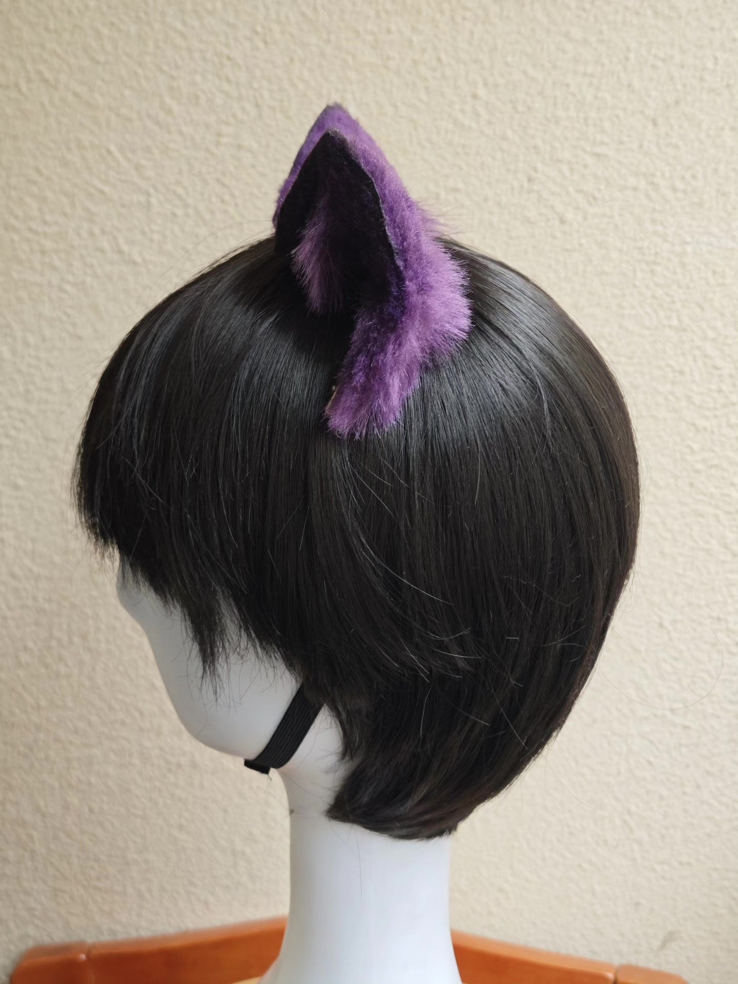 Handmade Purple Cat Ears with Silver Hair Clip