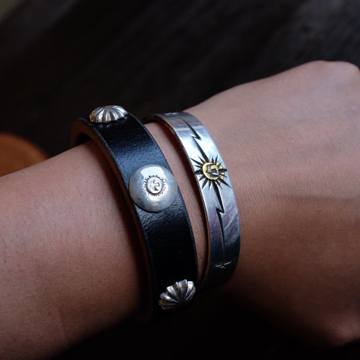 Leather Wristband with Silver S Hook