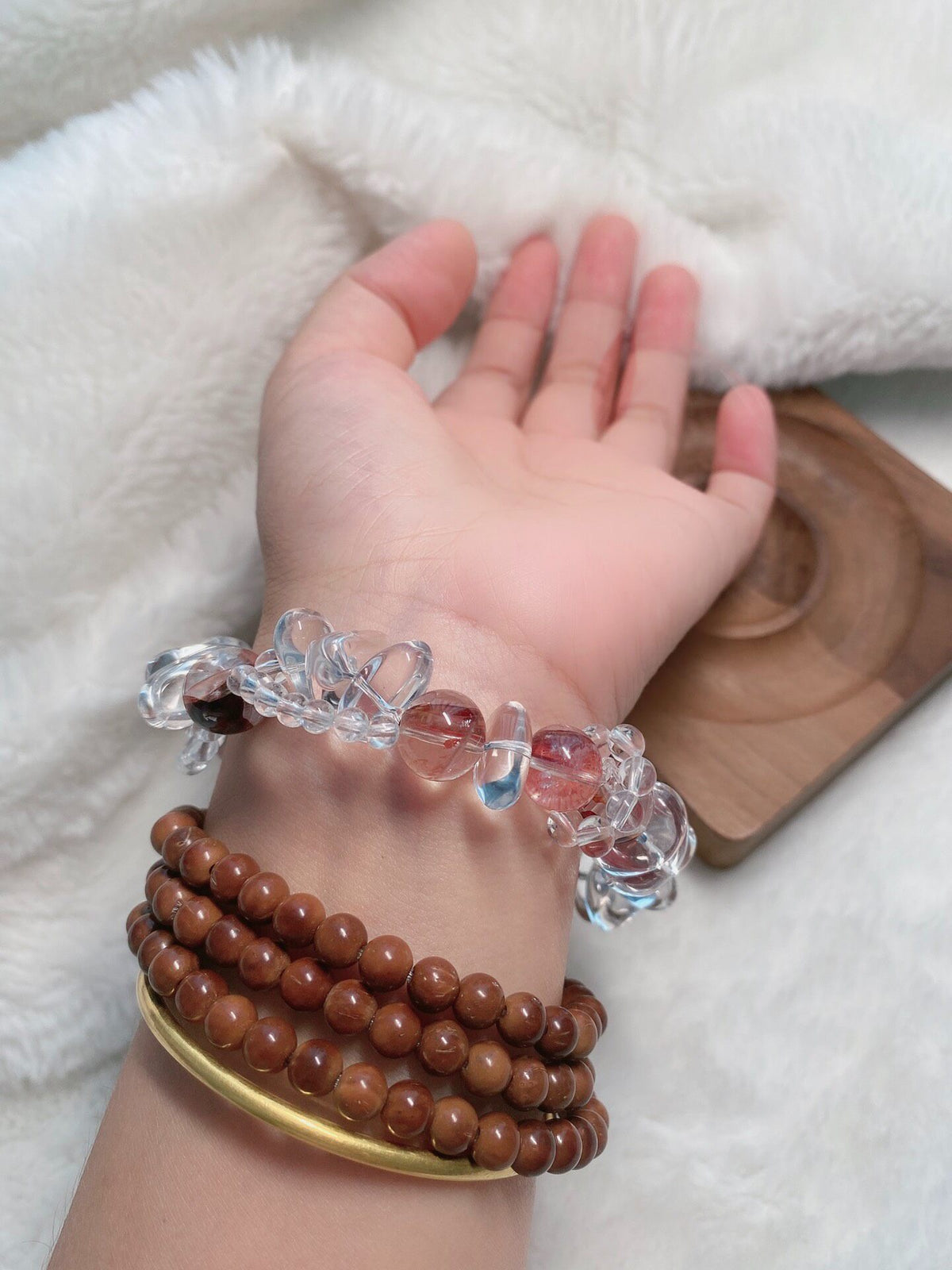 Natural Crystal Bracelet Oval Cabochon Clear Quartz