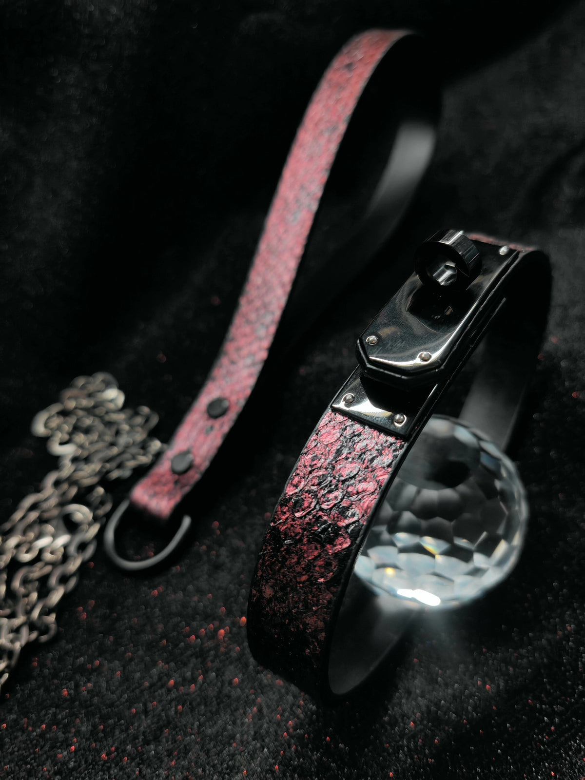 Gothic Snakeskin Pet Collar Black Kelly Buckle