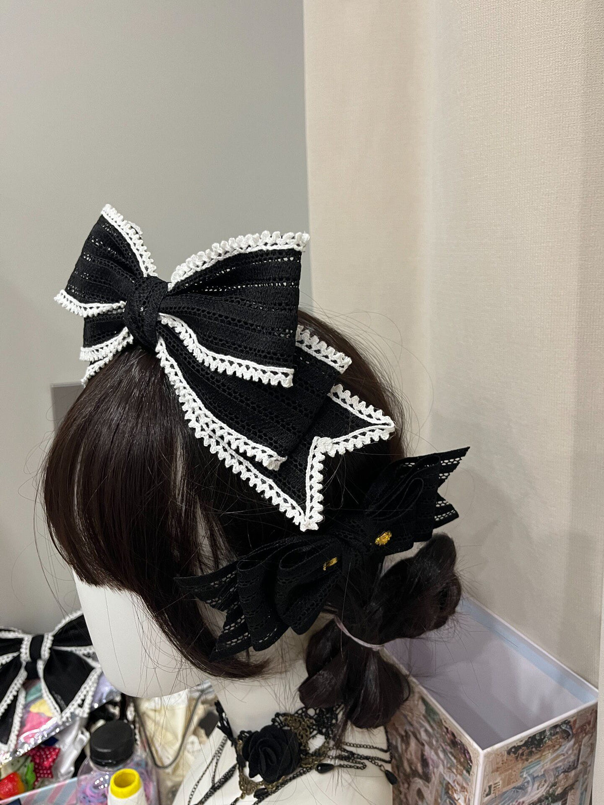Black and White Textured Bow KC