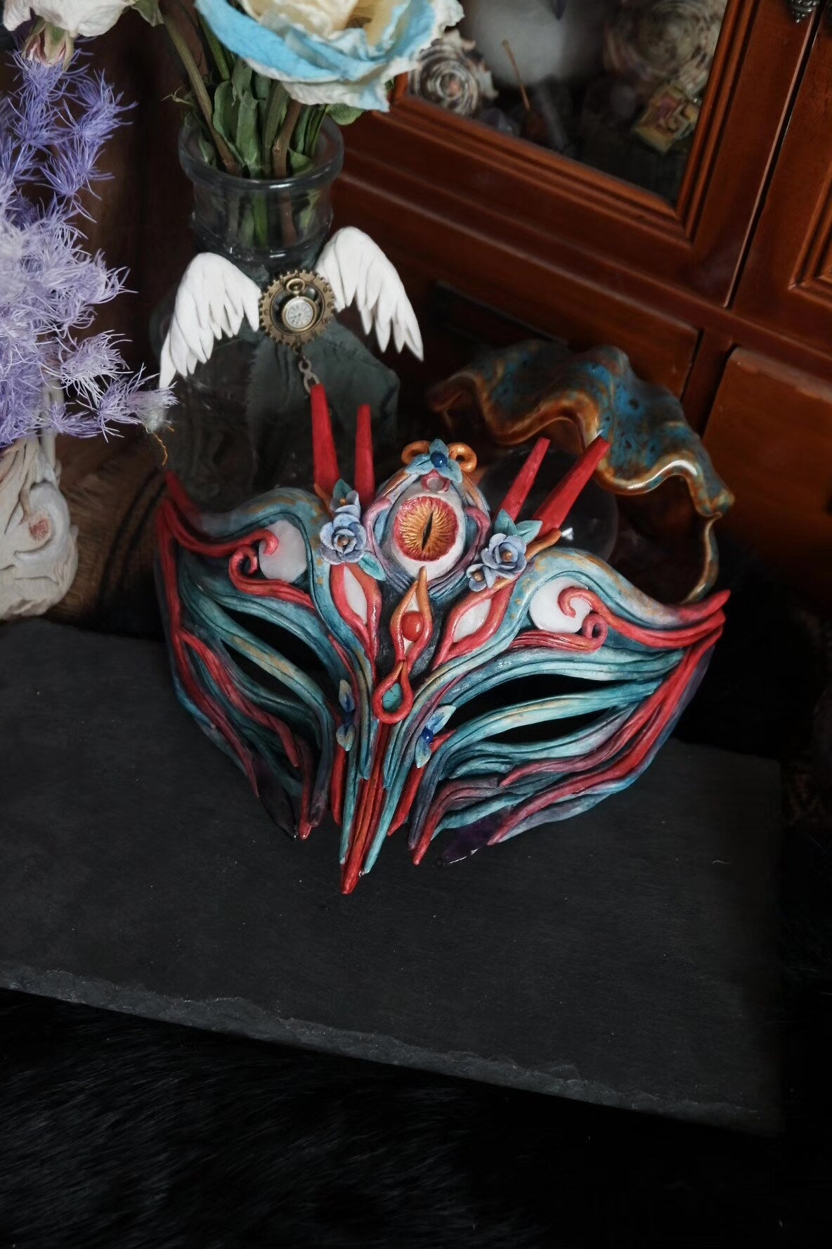 Handcrafted Half Face Mask New Chinese Folk Art