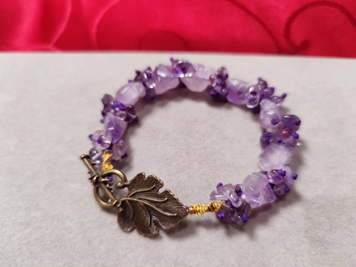 Natural Amethyst Raw Stone Grapevine Bracelet