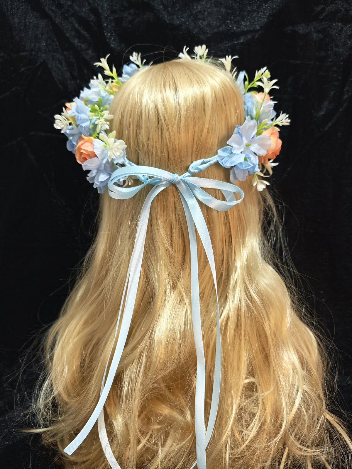 Peach Rose Hydrangea Floral Headpiece Wreath
