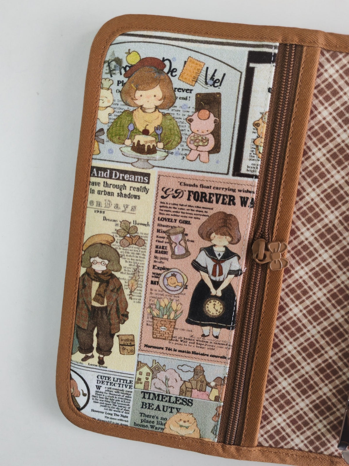 A6 Fabric Binder Vintage Newspaper Six Ring