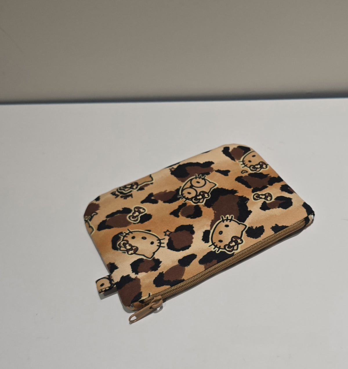 Hello Kitty Leopard Print Flat Zip Pouch