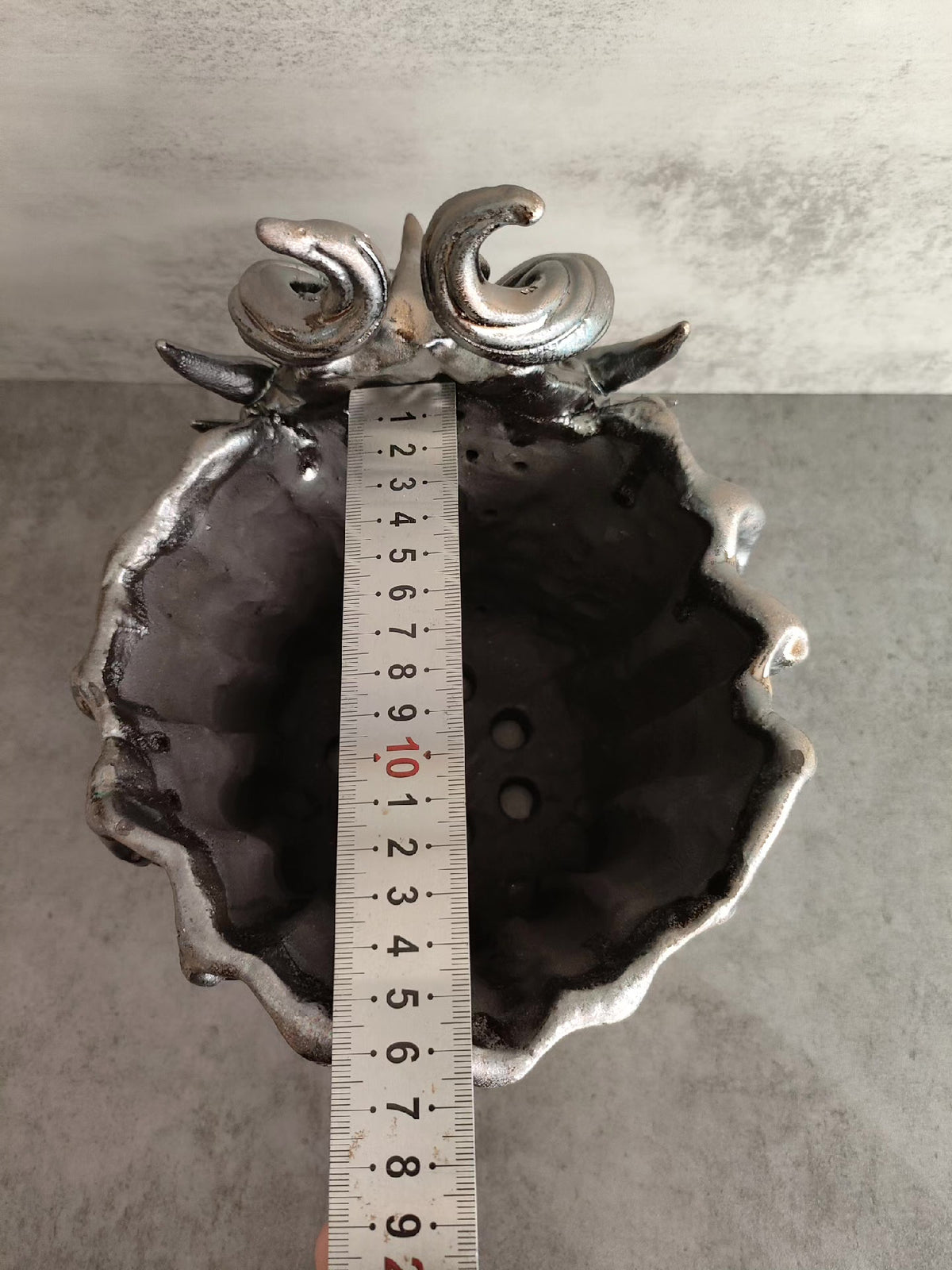 Antique Silver Dragon Head Planter
