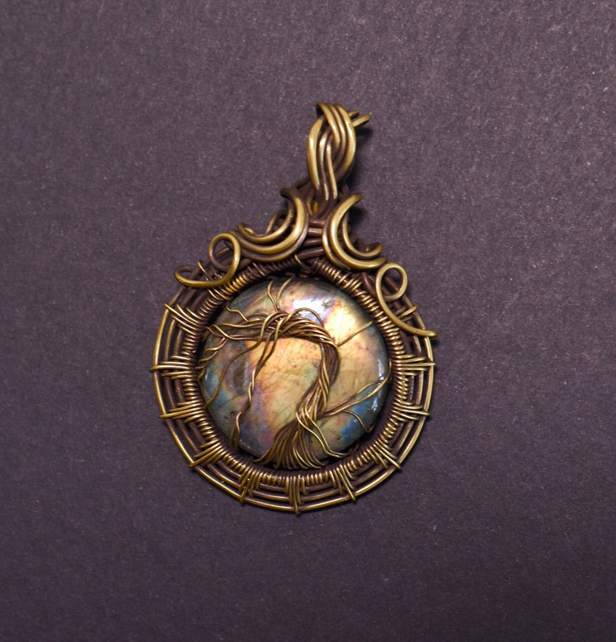 Rainbow Labradorite Wire Wrapped Pendant
