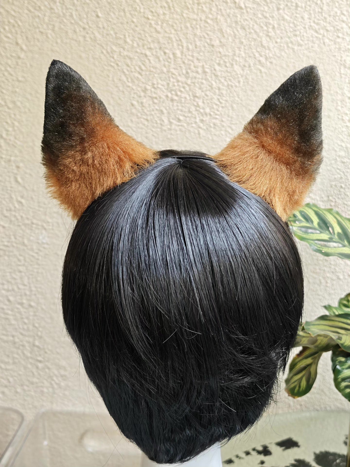 Handmade Red Fox Ears Headband with Gradient Fur and Black Tips