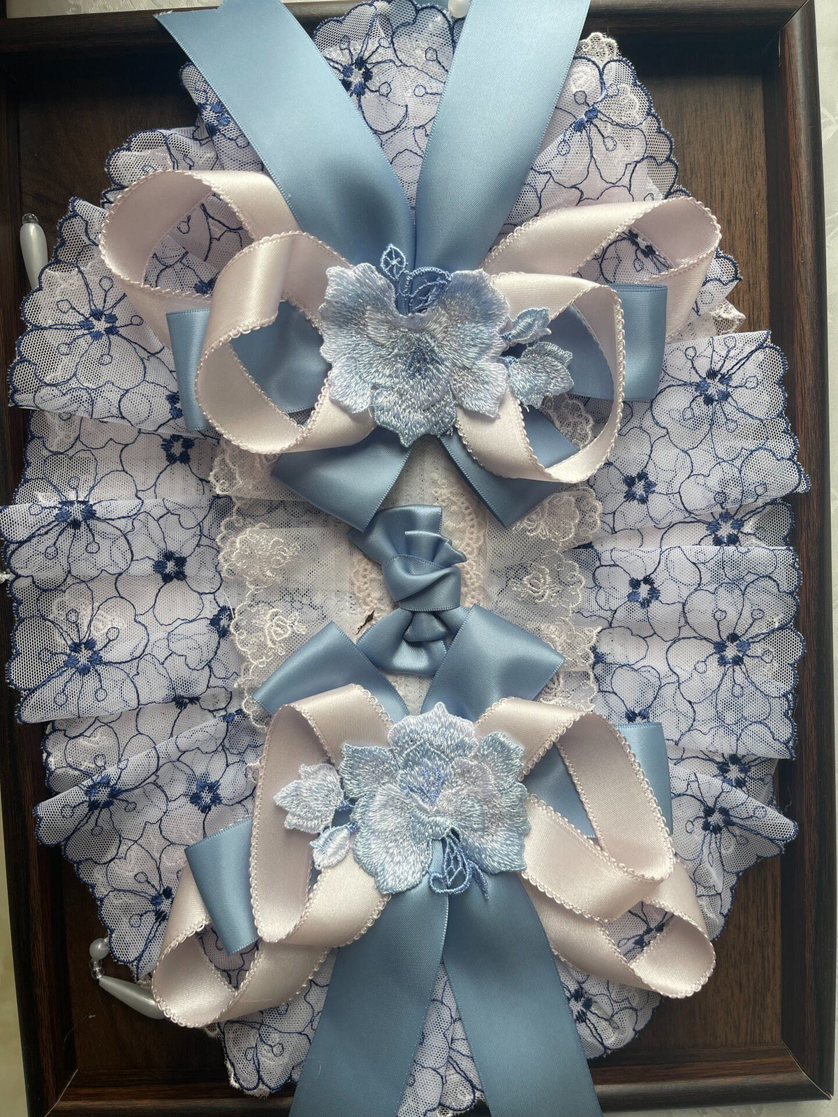 Lolita Bonnet Hat Blue Pink Handmade