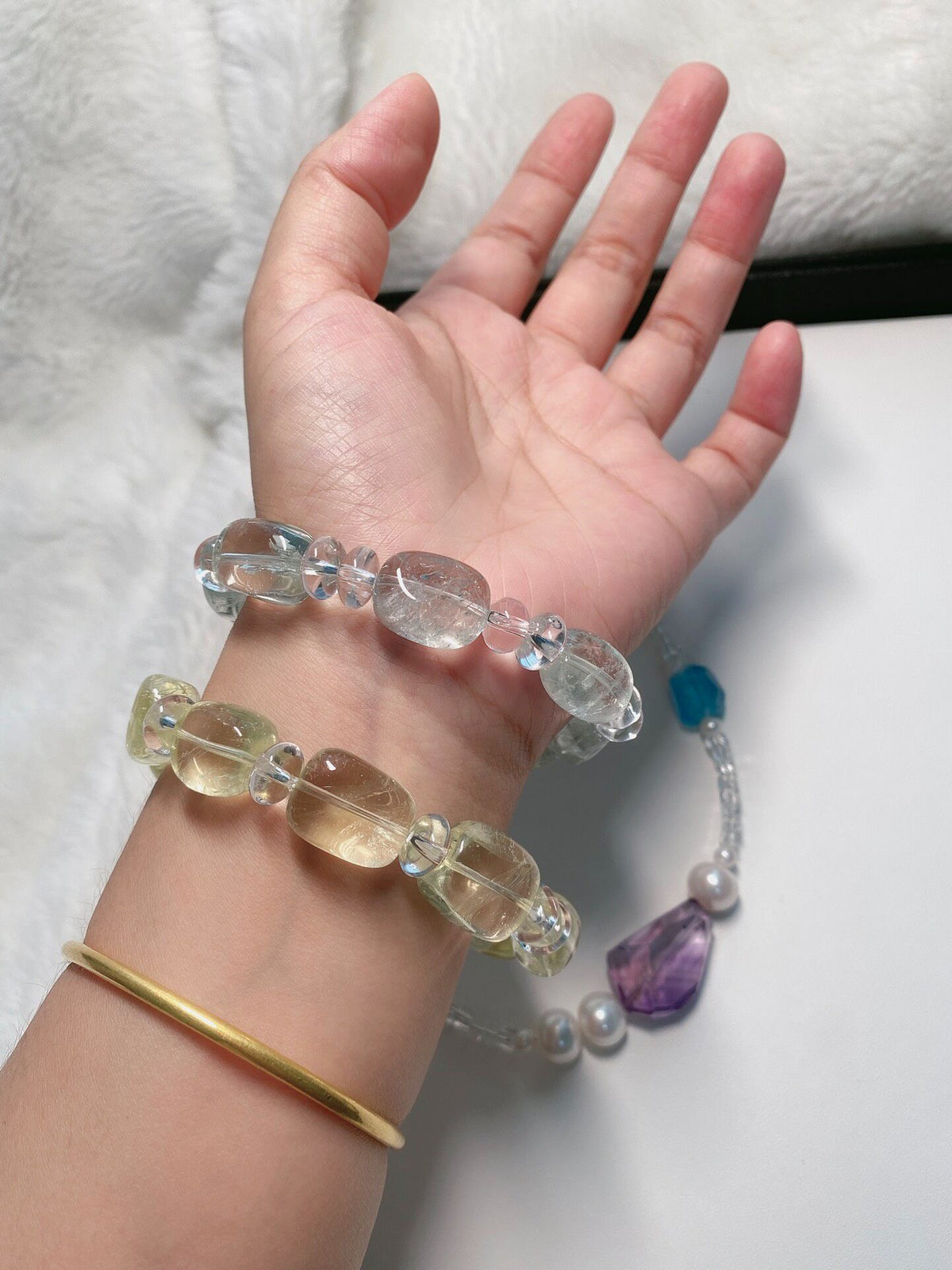 Green Ase Quartz Crystal Beaded Bracelets