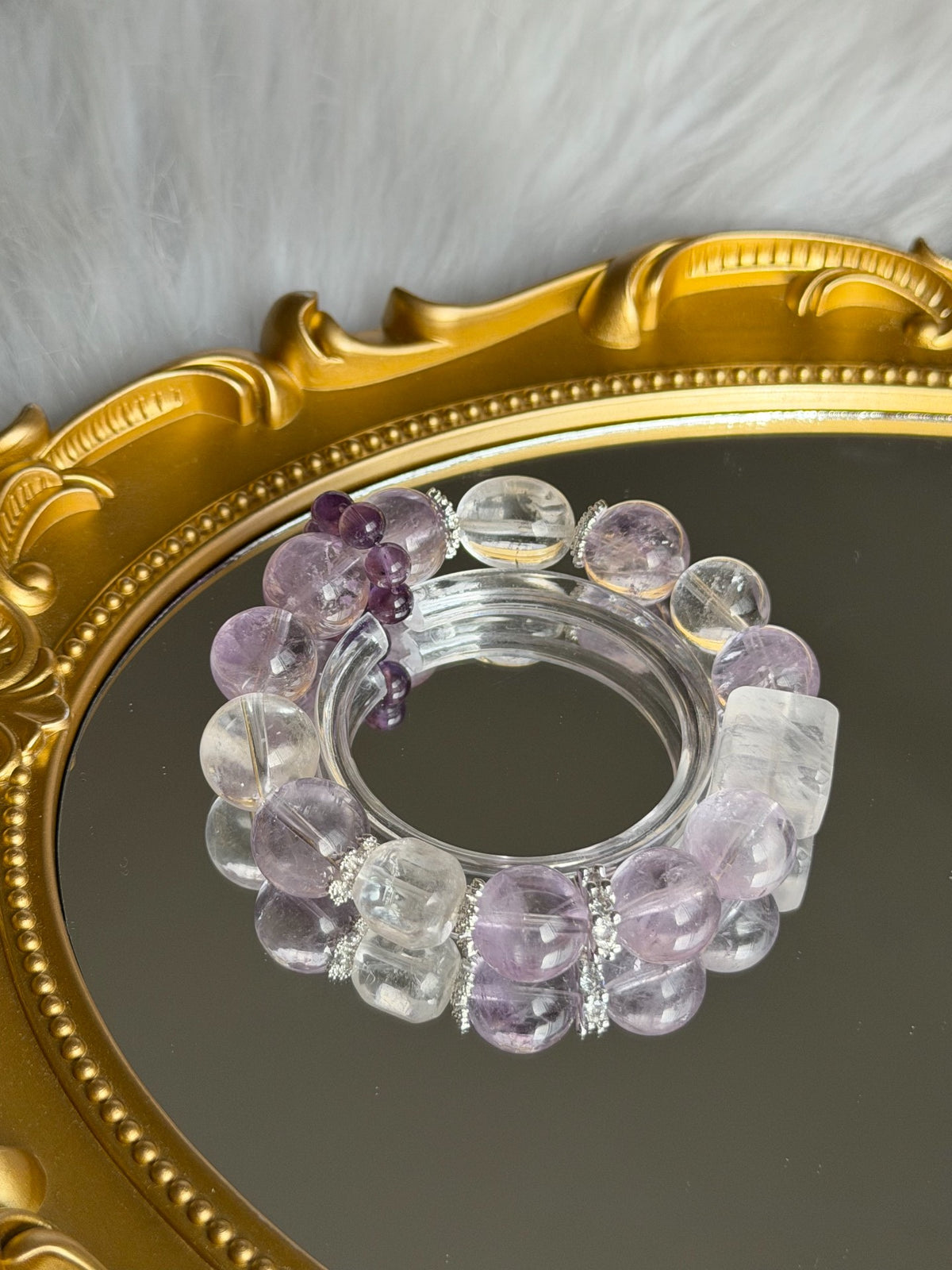 14mm Amethyst Natural Crystal Stretch Bracelet