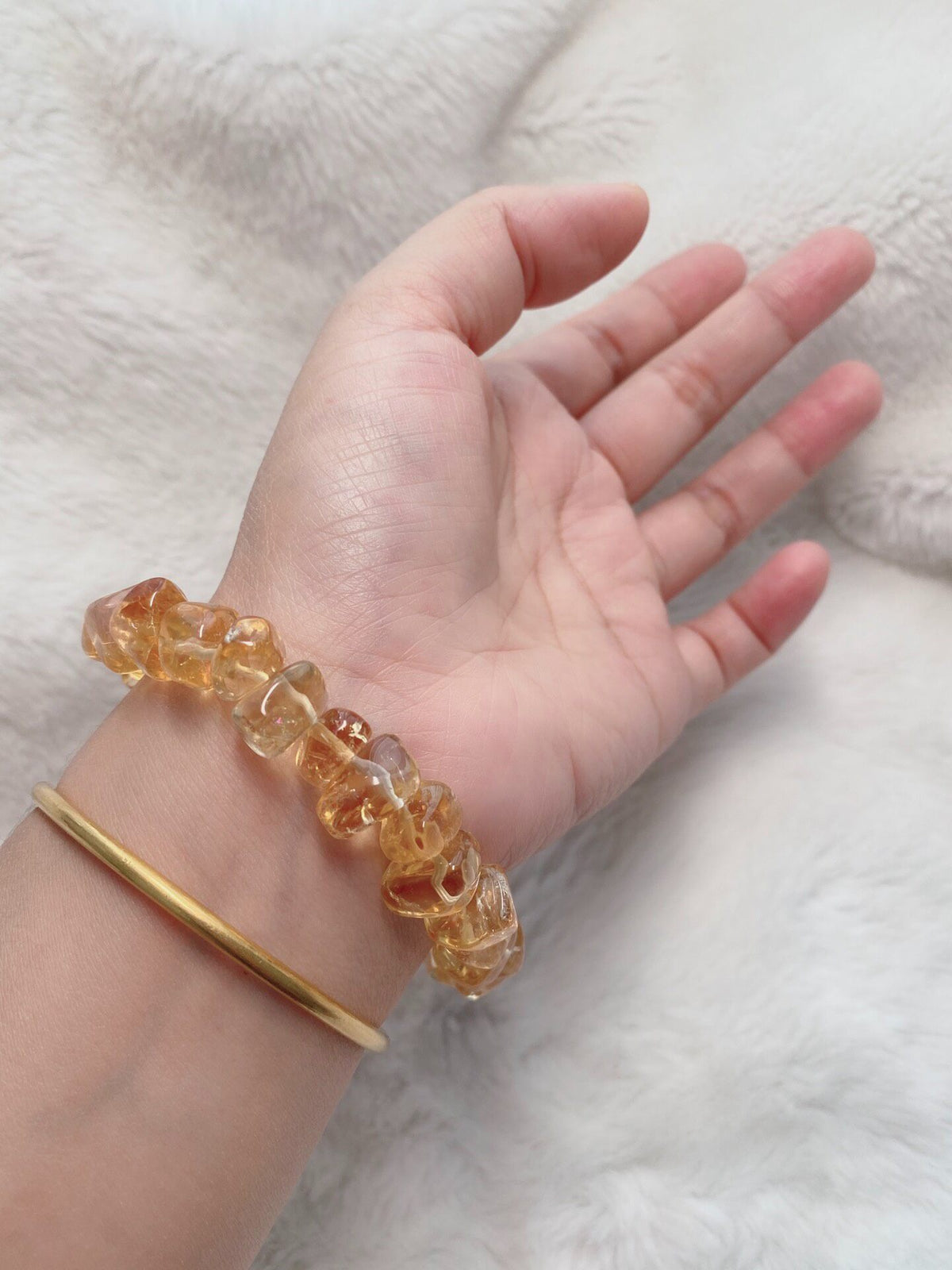 Citrine Candy Bean Bracelet with Silver Bead