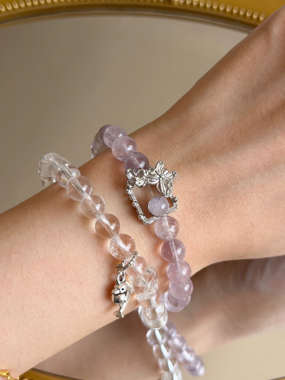 Amethyst Double Wrap Armband mit 7 mm Perlen