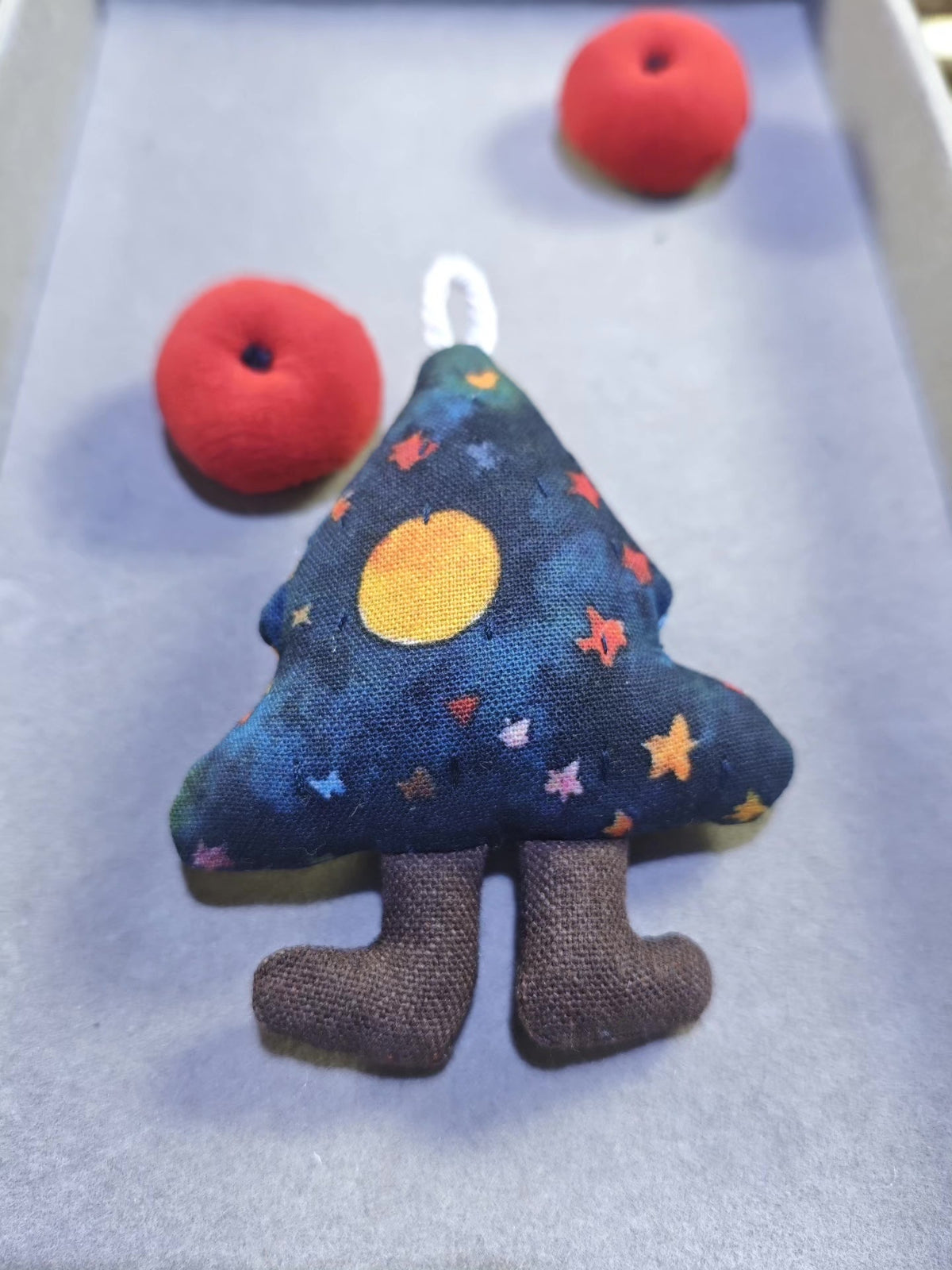 Handmade Dark Blue Tree Plush Ornament