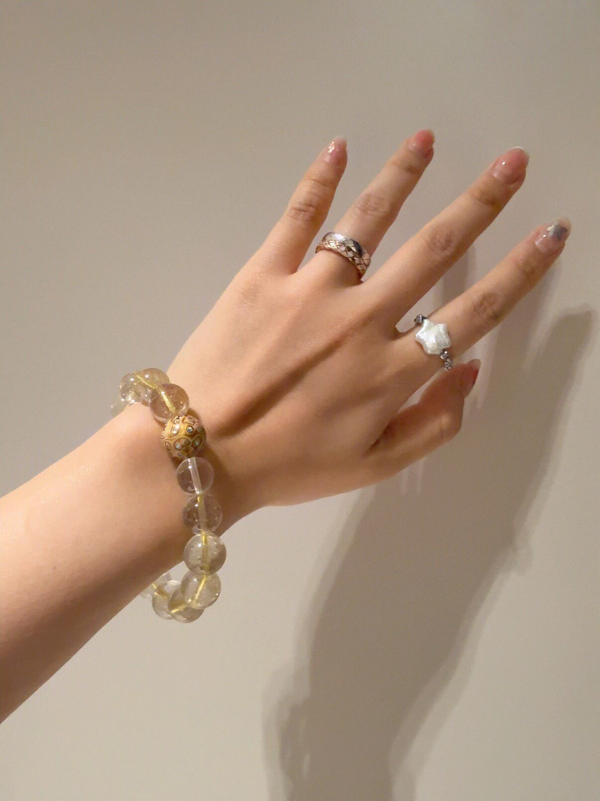 Golden Rutilated Quartz Beaded Bracelet