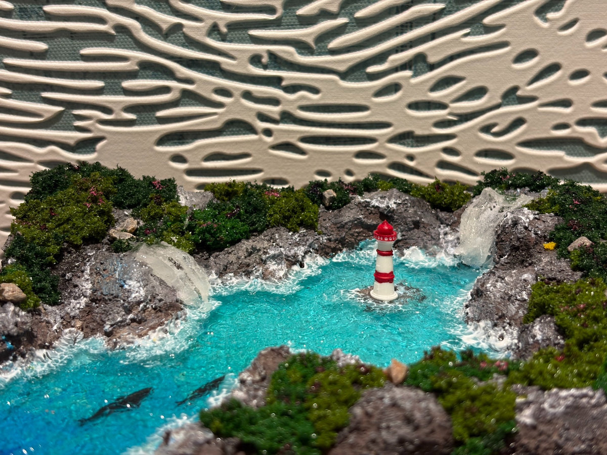 Wooden Frame Resin Ocean Diorama