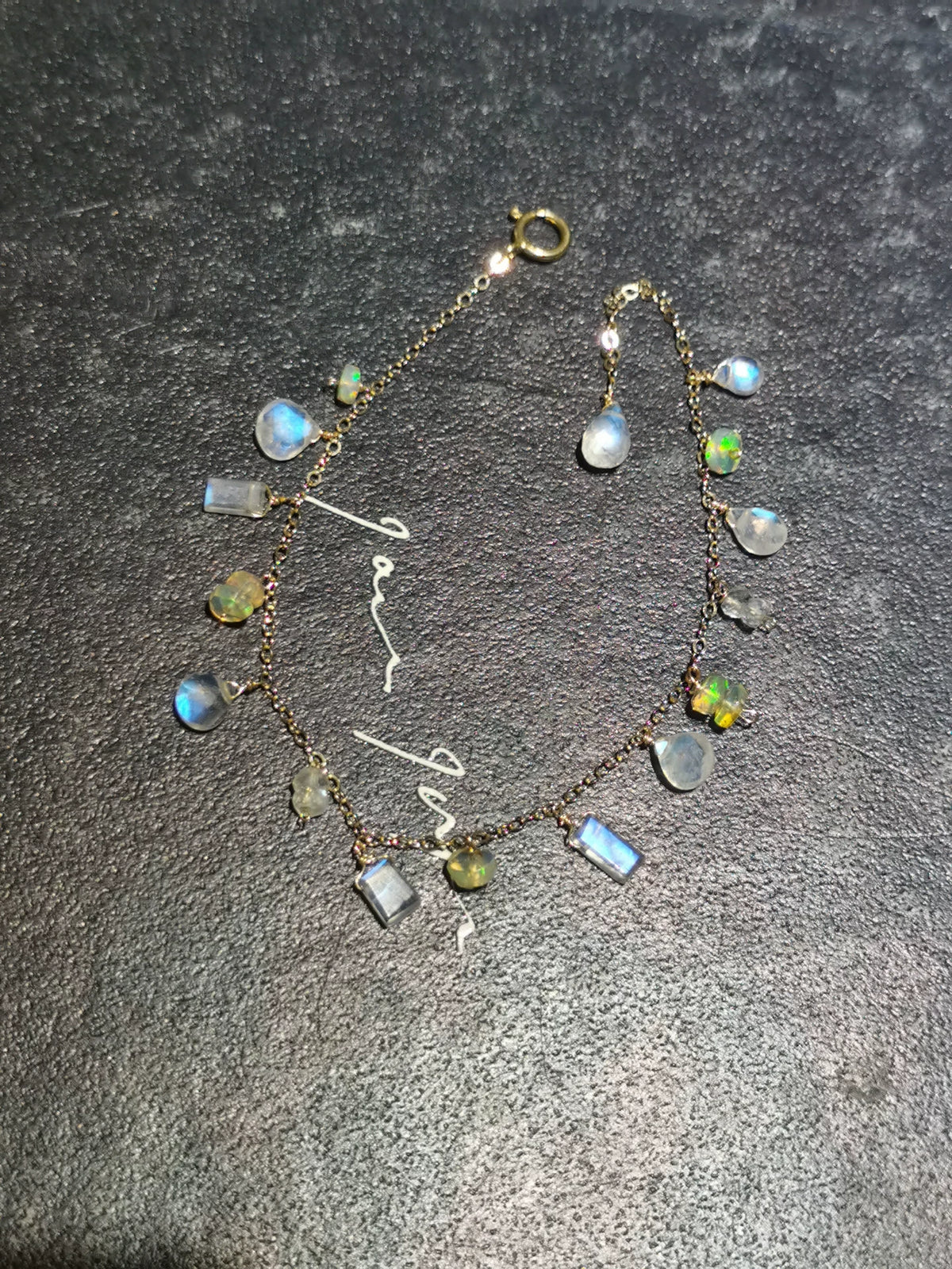 Adjustable Moonstone Opal Blue Flash Bracelet