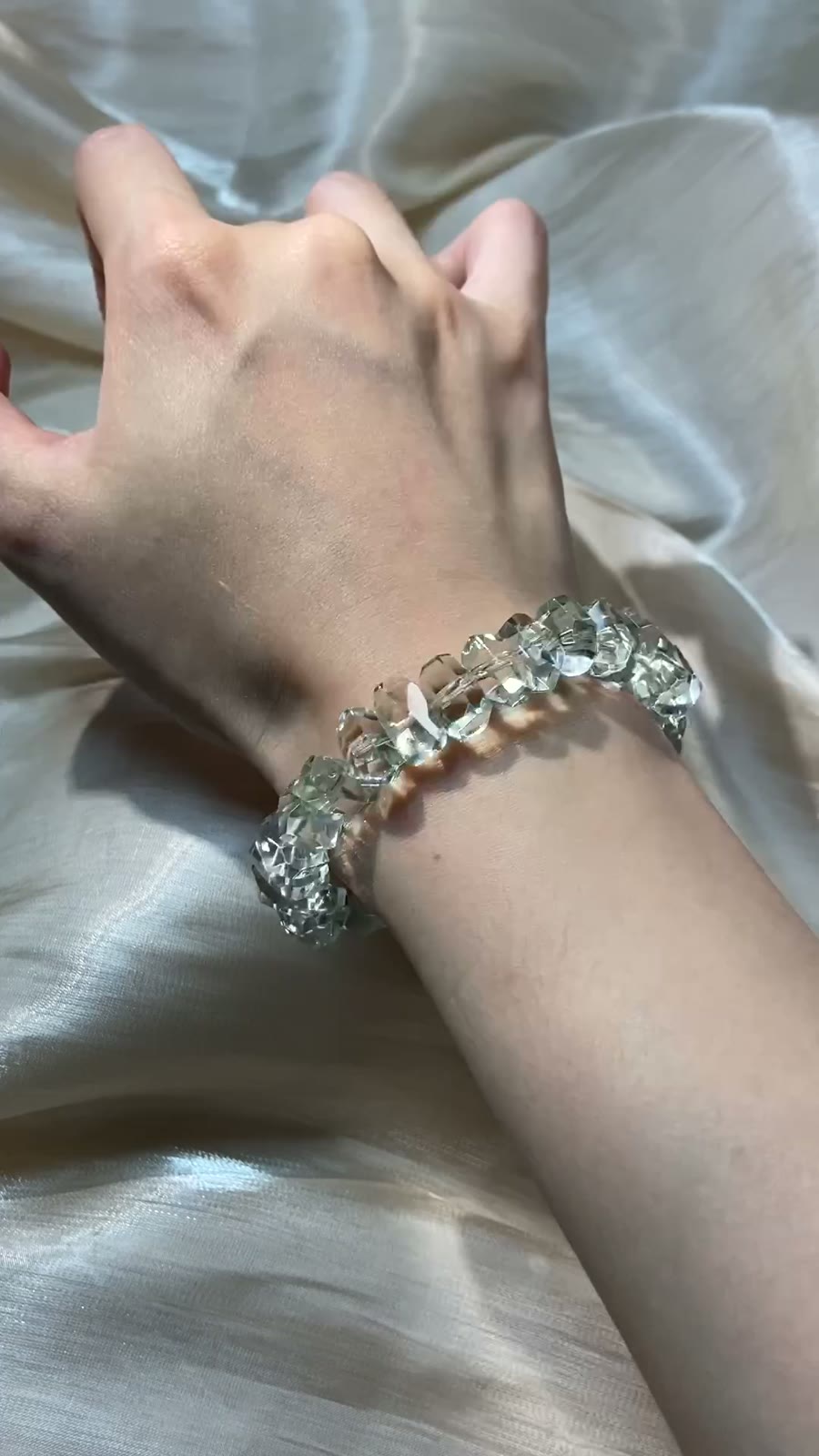 Natural Green Crystal Faceted Bead Bracelet