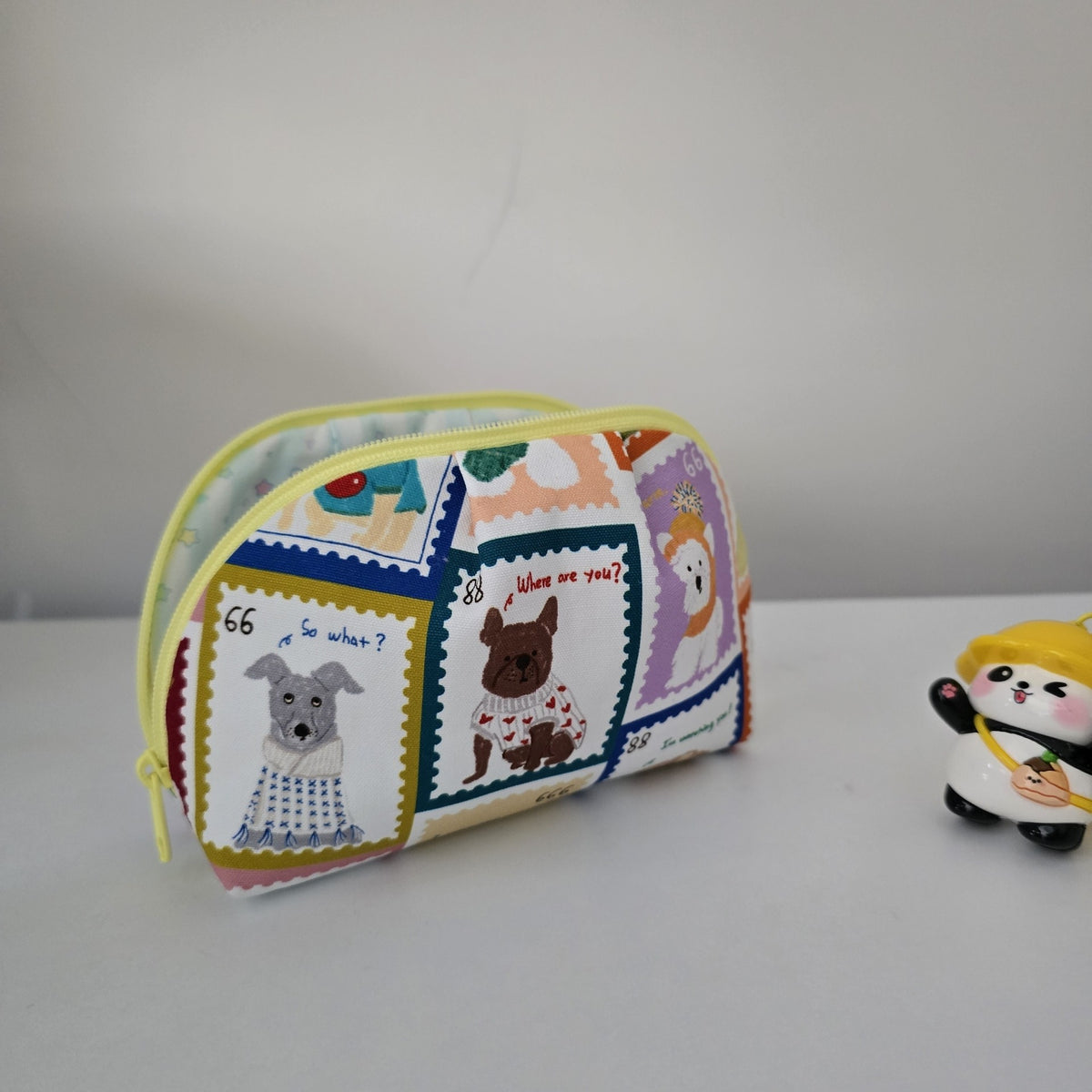 Handmade Dog Print Zippered Pouch