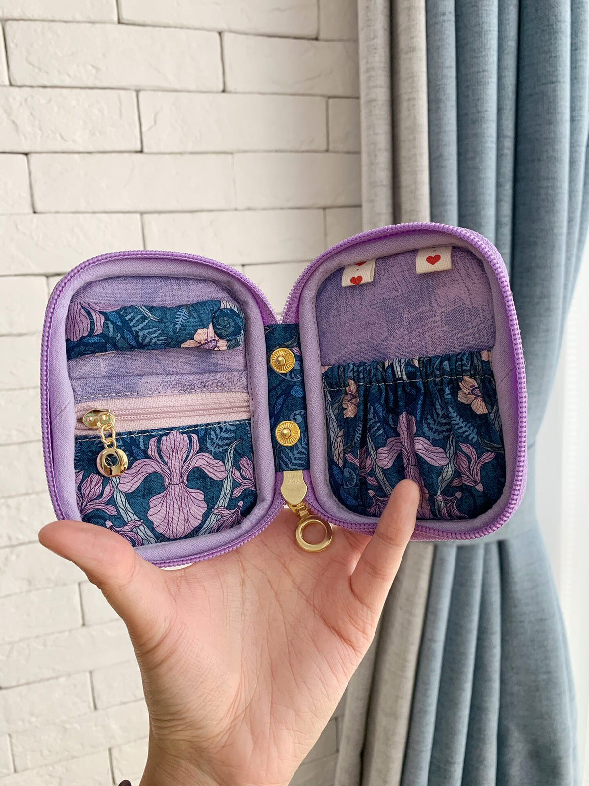 Art Nouveau Floral Zip Pouch with Detachable Pouch