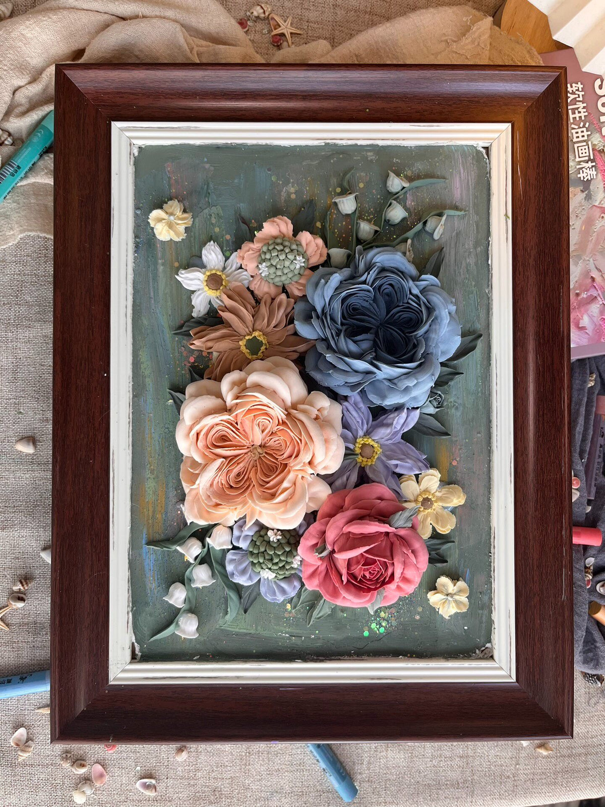 Clay Floral Relief Wall Art