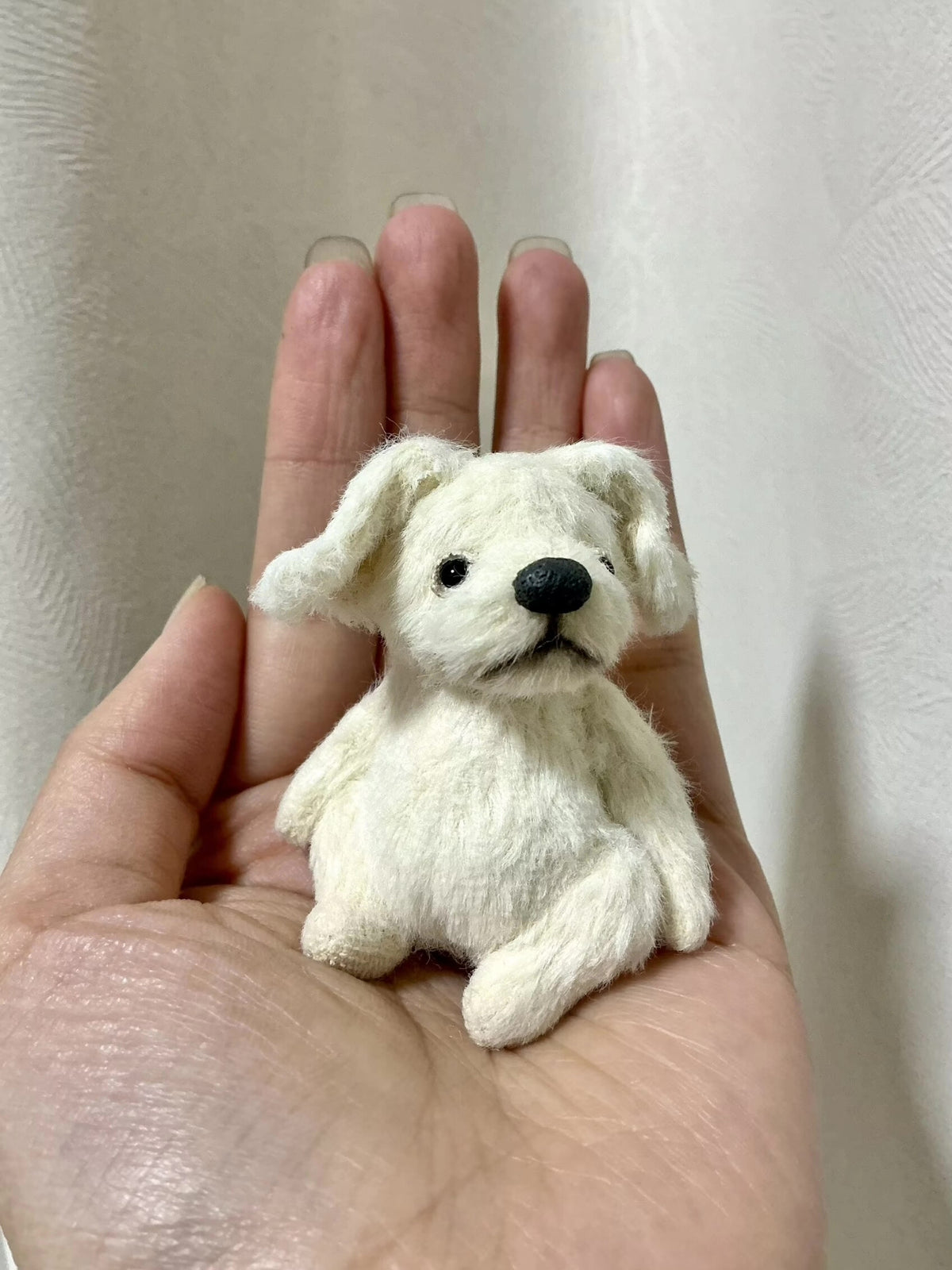 Miniature Mohair Pluche Hondfiguur 6 cm