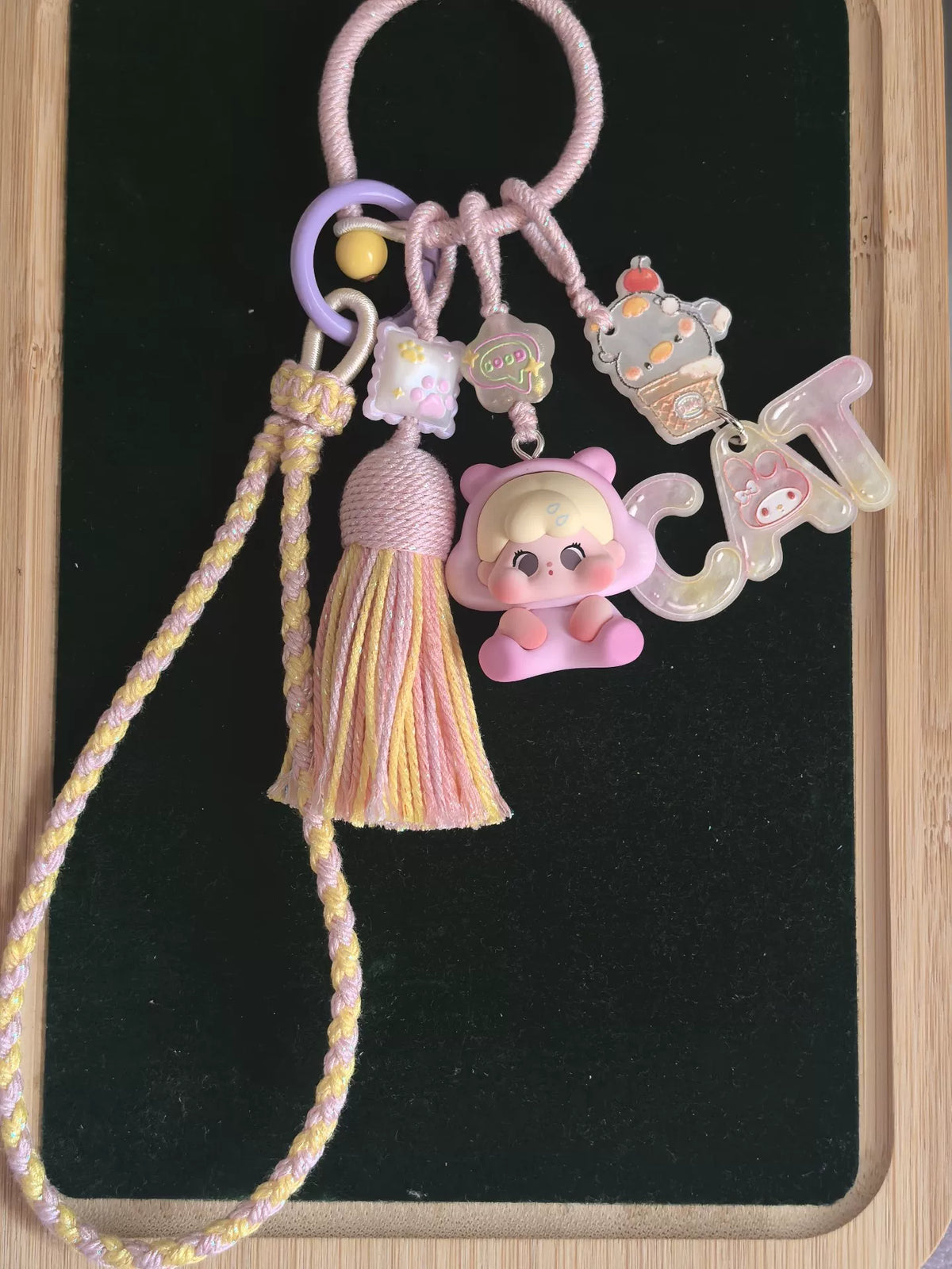 Pastelroze QQ Telefoon Charm Tas Sleutelhangring
