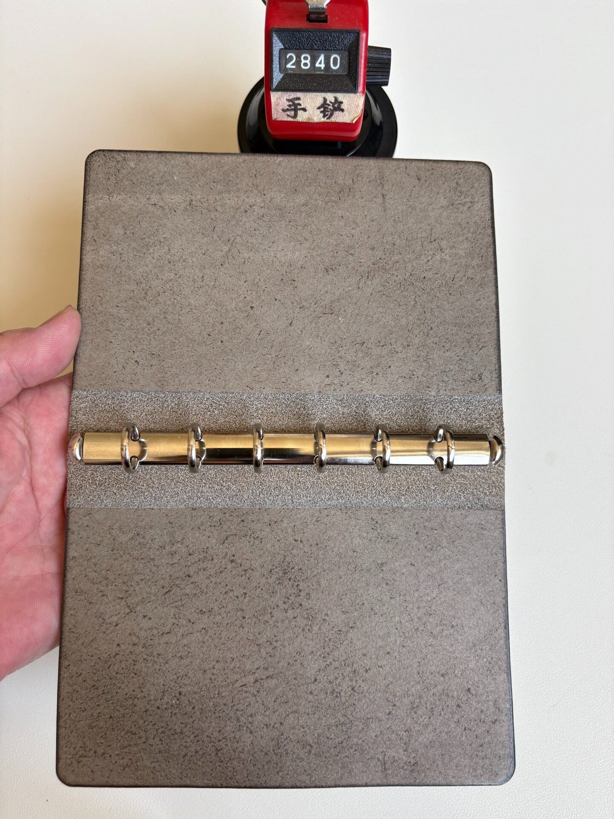 Handmade A7 Leather Binder Khaki Gray