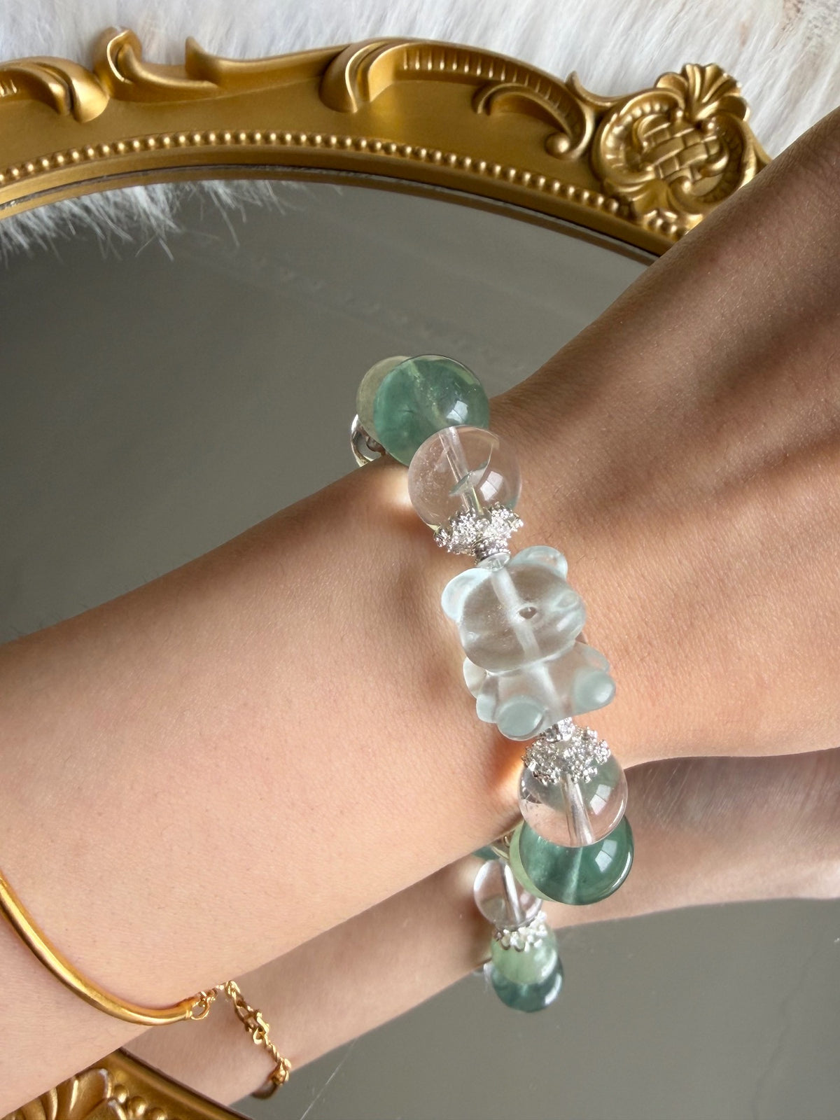 Natural Fluorite Beaded Bracelet 13mm