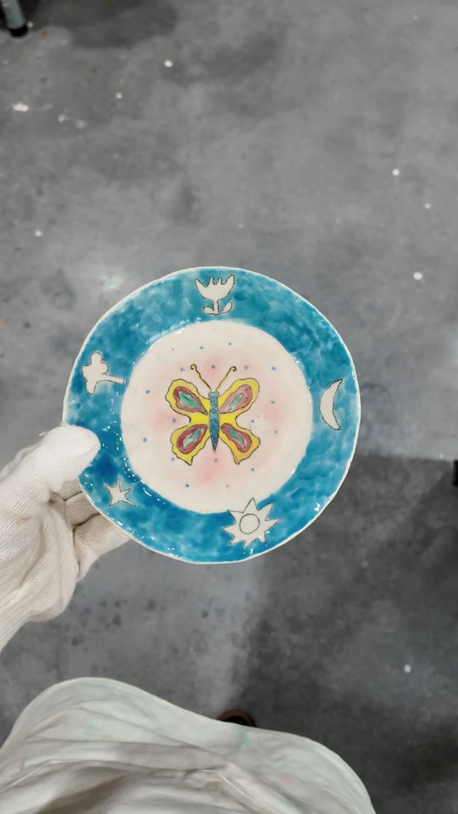 Handmade Ceramic Butterfly Star Blue Plate