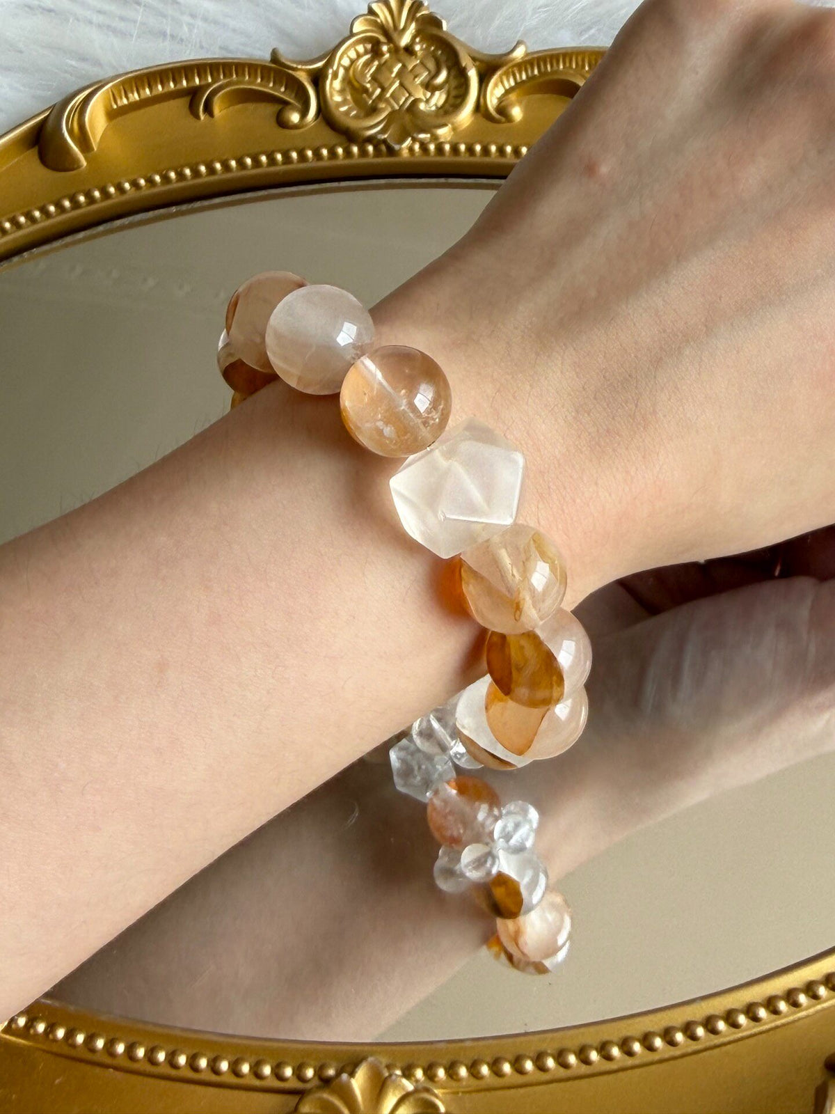 Yellow Phantom Quartz Crystal Bracelet 14mm