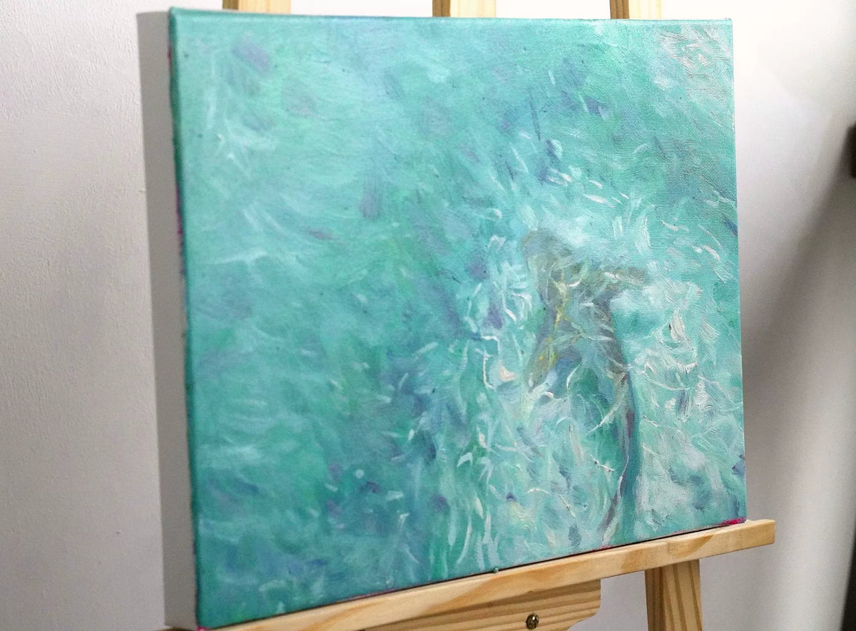 Original akrylmålning av haj på duk 40x30cm