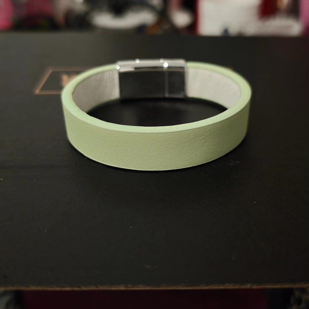 Mint Leather Wrap Bracelet with Magnetic Clasp