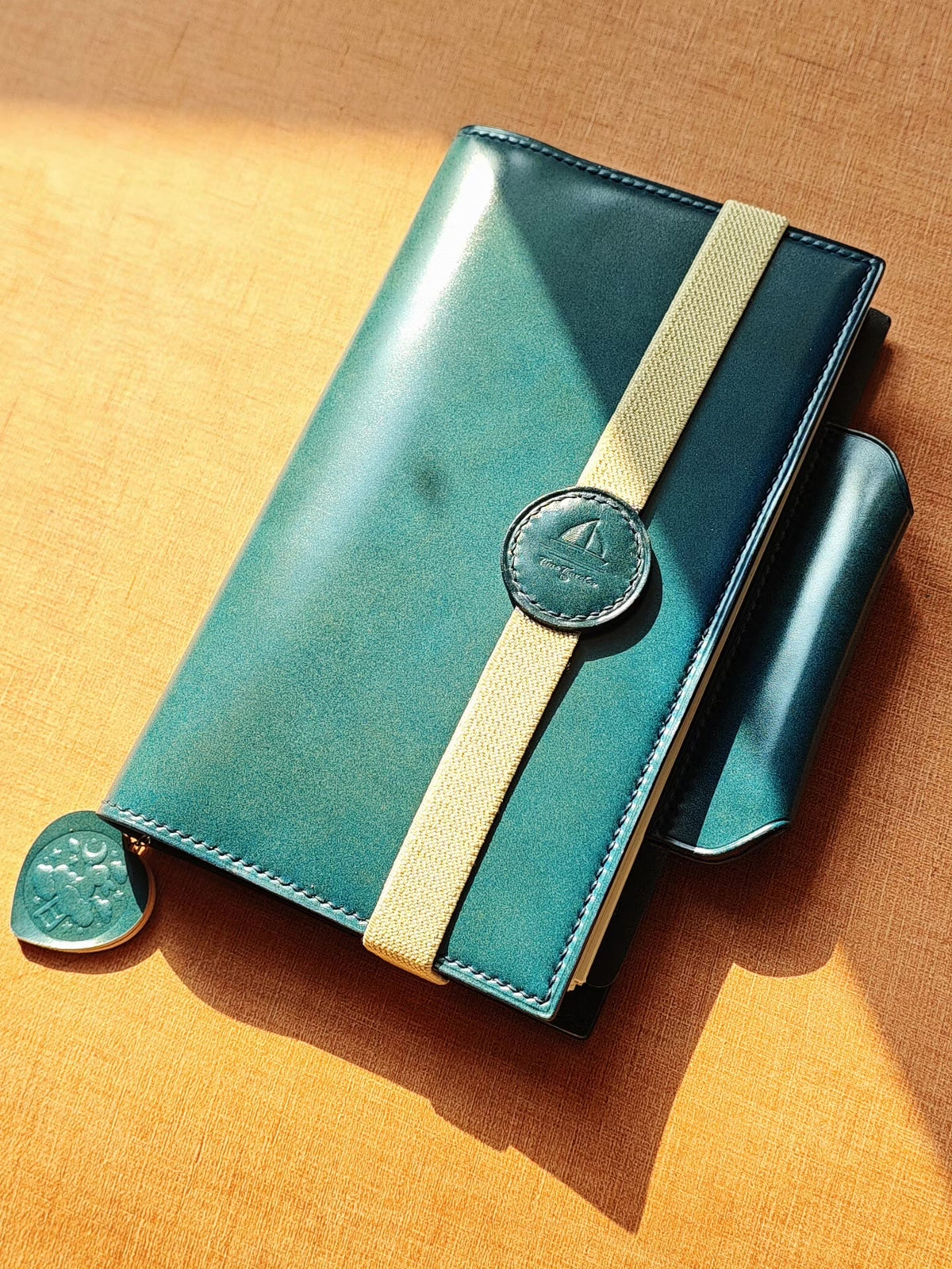 A6 Ring Binder Teal Leather Notebook