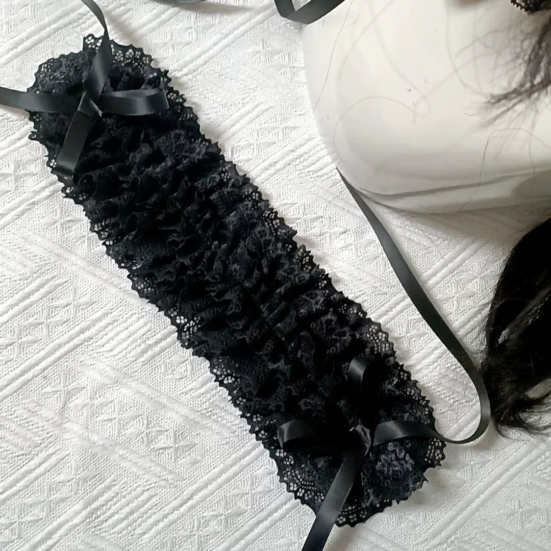 Mörkgrått pannband i spets, Lolita-stil