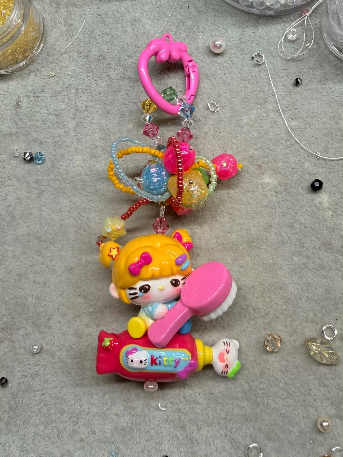 Hand Painted Bead Phone Chain Bag Charm