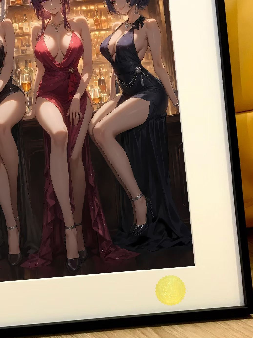 Framed Anime Bar Scene Art Print 55x44cm