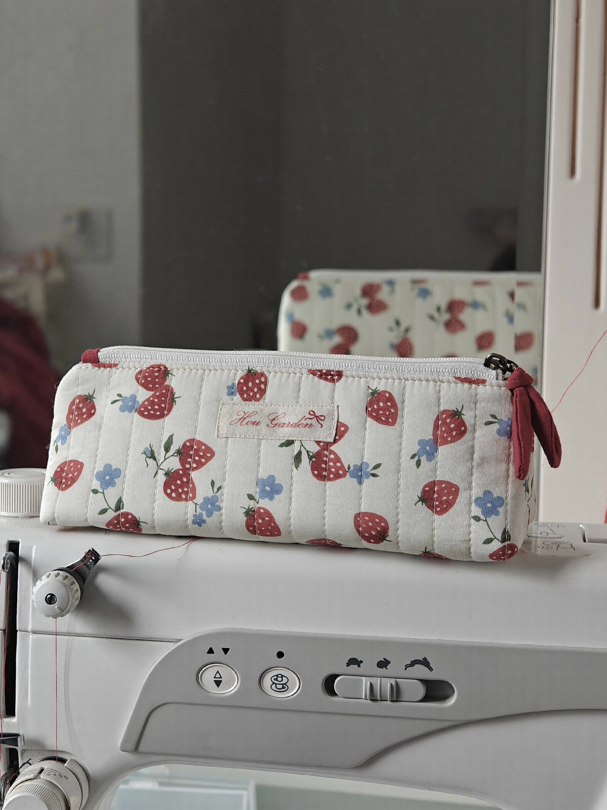 Quilted Strawberry Pencil Case