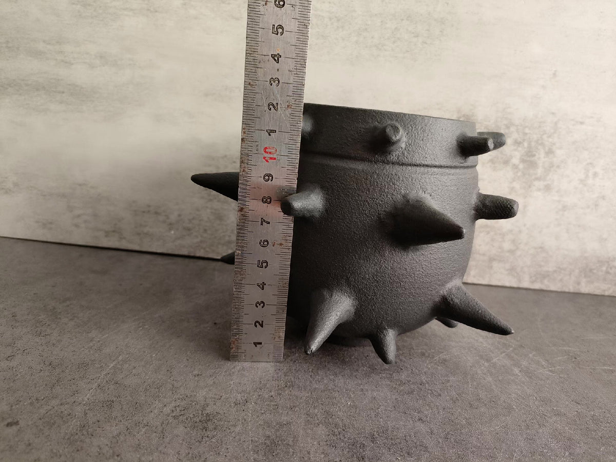Spiked Ceramic Pot Dark Gray Matte