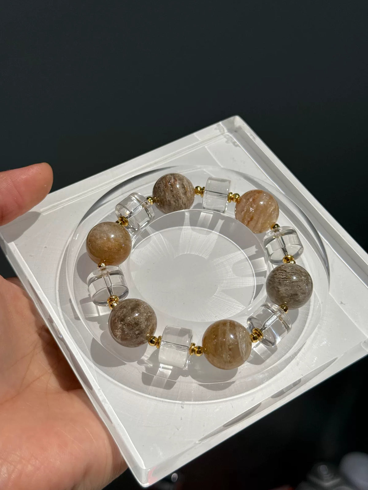 Phantom Quartz and Clear Quartz Bracelet