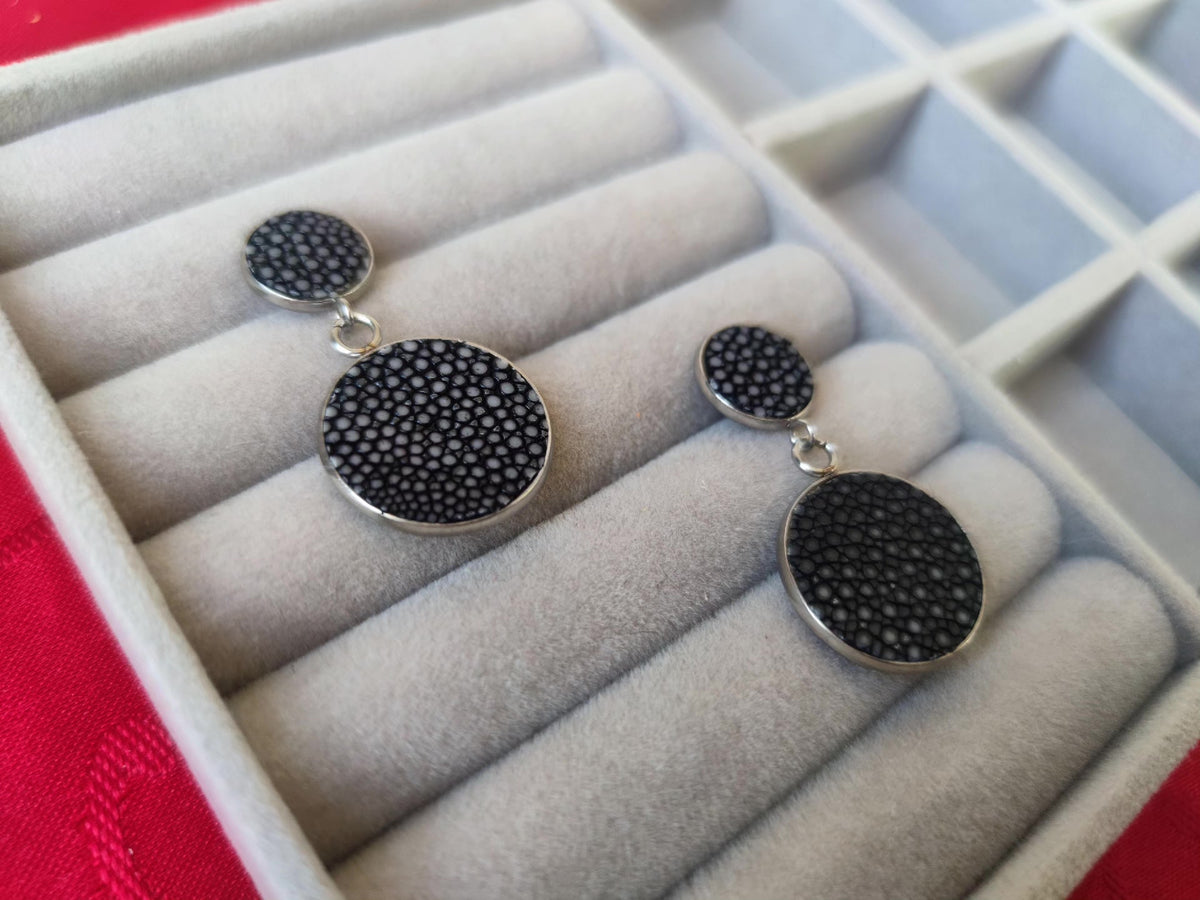 Stingray Skin Drop Earrings