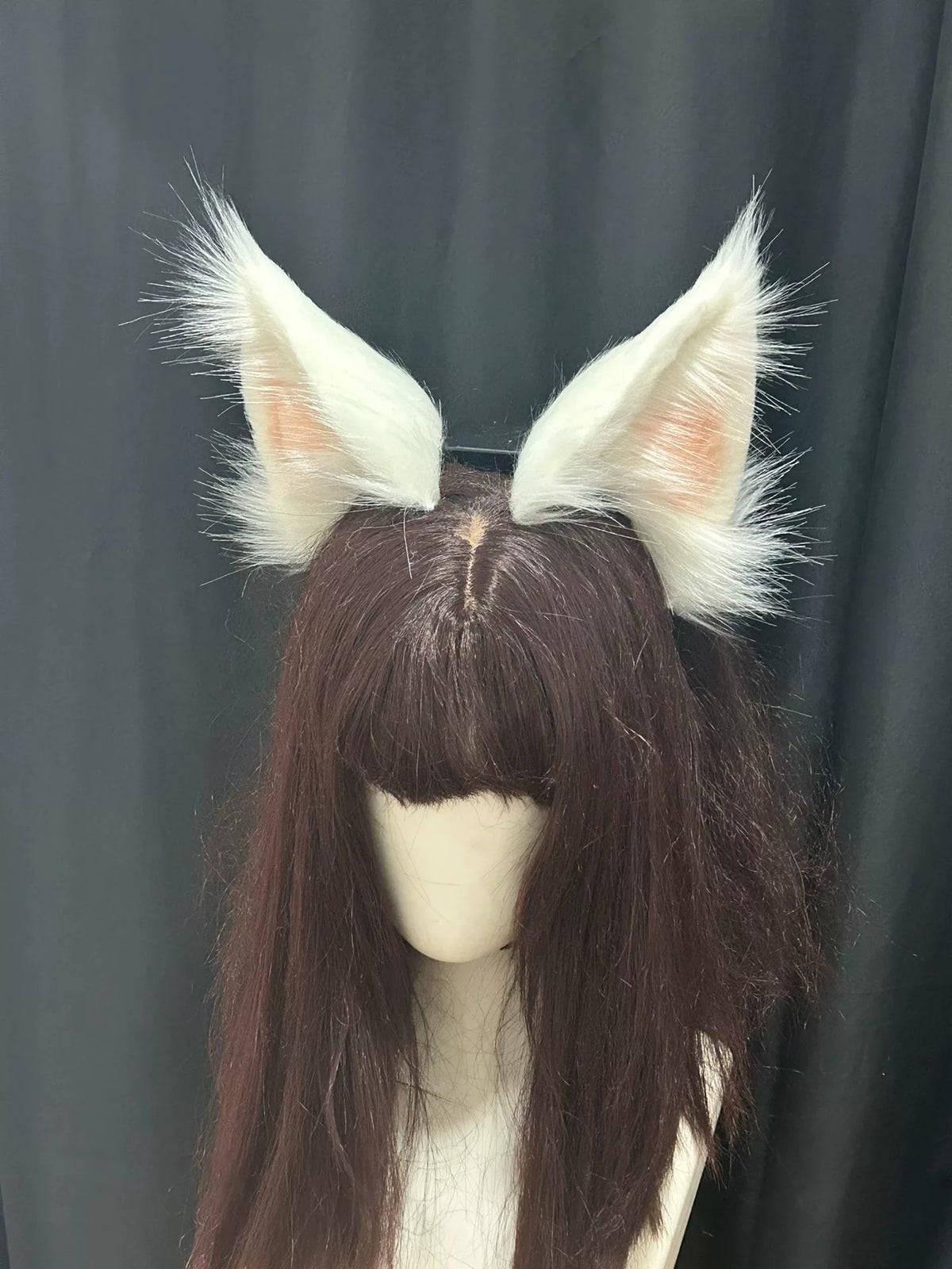 Diadema de orejas de zorro blancas y posicionables